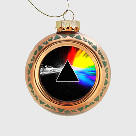 Стеклянный ёлочный шар с принтом PINK FLOYD в городе Новоалтайск, Стекло | Диаметр: 80 мм | music | pink floyd | the dark side of the moon | космос | луна | музыка | пинк флойд | призма | рок | треугольник | триангулярная призма