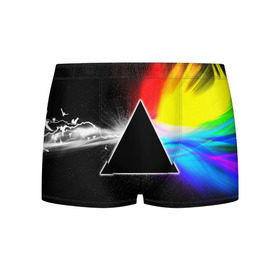 Мужские трусы 3D с принтом PINK FLOYD в городе Новоалтайск, 50% хлопок, 50% полиэстер | классическая посадка, на поясе мягкая тканевая резинка | music | pink floyd | the dark side of the moon | космос | луна | музыка | пинк флойд | призма | рок | треугольник | триангулярная призма