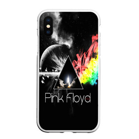 Чехол для iPhone XS Max матовый с принтом PINK FLOYD в городе Новоалтайск, Силикон | Область печати: задняя сторона чехла, без боковых панелей | music | pink floyd | the dark side of the moon | космос | луна | музыка | пинк флойд | призма | рок | треугольник | триангулярная призма