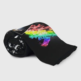 Плед 3D с принтом PINK FLOYD в городе Новоалтайск, 100% полиэстер | закругленные углы, все края обработаны. Ткань не мнется и не растягивается | music | pink floyd | the dark side of the moon | космос | луна | музыка | пинк флойд | призма | рок | треугольник | триангулярная призма