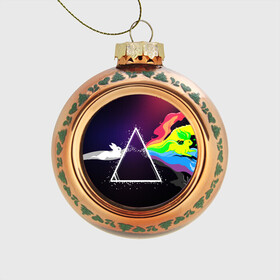 Стеклянный ёлочный шар с принтом PINK FLOYD в городе Новоалтайск, Стекло | Диаметр: 80 мм | music | pink floyd | the dark side of the moon | космос | луна | музыка | пинк флойд | призма | рок | треугольник | триангулярная призма