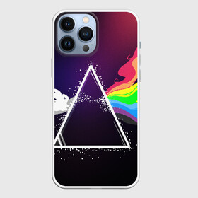 Чехол для iPhone 13 Pro Max с принтом PINK FLOYD в городе Новоалтайск,  |  | Тематика изображения на принте: music | pink floyd | the dark side of the moon | космос | луна | музыка | пинк флойд | призма | рок | треугольник | триангулярная призма