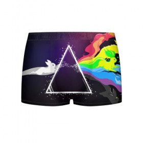 Мужские трусы 3D с принтом PINK FLOYD в городе Новоалтайск, 50% хлопок, 50% полиэстер | классическая посадка, на поясе мягкая тканевая резинка | music | pink floyd | the dark side of the moon | космос | луна | музыка | пинк флойд | призма | рок | треугольник | триангулярная призма