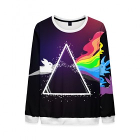 Мужской свитшот 3D с принтом PINK FLOYD в городе Новоалтайск, 100% полиэстер с мягким внутренним слоем | круглый вырез горловины, мягкая резинка на манжетах и поясе, свободная посадка по фигуре | music | pink floyd | the dark side of the moon | космос | луна | музыка | пинк флойд | призма | рок | треугольник | триангулярная призма