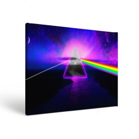Холст прямоугольный с принтом PINK FLOYD в городе Новоалтайск, 100% ПВХ |  | music | pink floyd | the dark side of the moon | космос | луна | музыка | пинк флойд | призма | рок | треугольник | триангулярная призма