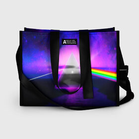 Сумка-шоппер 3D с принтом PINK FLOYD в городе Новоалтайск, 100% полиэстер | застегивается на металлическую кнопку; внутренний карман застегивается на молнию. Стенки укреплены специальным мягким материалом, чтобы защитить содержимое от несильных ударов
 | music | pink floyd | the dark side of the moon | космос | луна | музыка | пинк флойд | призма | рок | треугольник | триангулярная призма