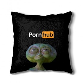 Подушка 3D с принтом Alien and Porh Hub в городе Новоалтайск, наволочка – 100% полиэстер, наполнитель – холлофайбер (легкий наполнитель, не вызывает аллергию). | состоит из подушки и наволочки. Наволочка на молнии, легко снимается для стирки | men in black | mib | ufo | люди в черном | нло