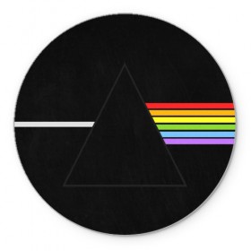 Коврик для мышки круглый с принтом PINK FLOYD в городе Новоалтайск, резина и полиэстер | круглая форма, изображение наносится на всю лицевую часть | music | pink floyd | the dark side of the moon | космос | луна | музыка | пинк флойд | призма | рок | треугольник | триангулярная призма