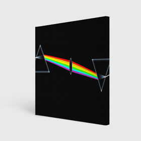 Холст квадратный с принтом PINK FLOYD в городе Новоалтайск, 100% ПВХ |  | music | pink floyd | the dark side of the moon | космос | луна | музыка | пинк флойд | призма | рок | треугольник | триангулярная призма