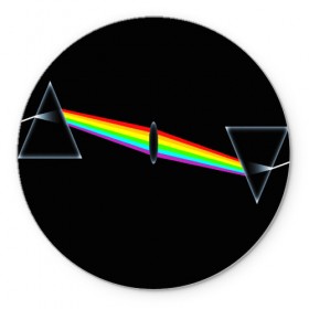 Коврик для мышки круглый с принтом PINK FLOYD в городе Новоалтайск, резина и полиэстер | круглая форма, изображение наносится на всю лицевую часть | music | pink floyd | the dark side of the moon | космос | луна | музыка | пинк флойд | призма | рок | треугольник | триангулярная призма