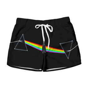 Женские шорты 3D с принтом PINK FLOYD в городе Новоалтайск, 100% полиэстер | прямой крой, два кармана без застежек по бокам. Мягкая трикотажная резинка на поясе, внутри которой широкие завязки. Длина до середины бедра | music | pink floyd | the dark side of the moon | космос | луна | музыка | пинк флойд | призма | рок | треугольник | триангулярная призма