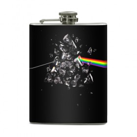 Фляга с принтом PINK FLOYD в городе Новоалтайск, металлический корпус | емкость 0,22 л, размер 125 х 94 мм. Виниловая наклейка запечатывается полностью | Тематика изображения на принте: music | pink floyd | the dark side of the moon | космос | луна | музыка | пинк флойд | призма | рок | треугольник | триангулярная призма
