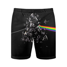 Мужские шорты 3D спортивные с принтом PINK FLOYD в городе Новоалтайск,  |  | music | pink floyd | the dark side of the moon | космос | луна | музыка | пинк флойд | призма | рок | треугольник | триангулярная призма