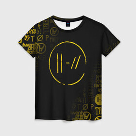 Женская футболка 3D с принтом TWENTY ONE PILOTS в городе Новоалтайск, 100% полиэфир ( синтетическое хлопкоподобное полотно) | прямой крой, круглый вырез горловины, длина до линии бедер | 21 pilots | 21p | bandito | blurryface | chlorine | joshua | ned | top | trench | twenty one pilots | tyler | бандито | нэд | тренч