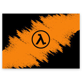 Поздравительная открытка с принтом HALF-LIFE в городе Новоалтайск, 100% бумага | плотность бумаги 280 г/м2, матовая, на обратной стороне линовка и место для марки
 | aperture laboratories | black mesa | gordon freeman | half life | half life 3 | valve | блэк меса | вэлв | гордон фриман | халф лайф