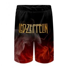 Детские спортивные шорты 3D с принтом LED ZEPPELIN в городе Новоалтайск,  100% полиэстер
 | пояс оформлен широкой мягкой резинкой, ткань тянется
 | led zeppelin | джимми пейдж | лед зеппелин