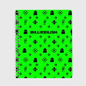 Тетрадь с принтом BILLIE EILISH в городе Новоалтайск, 100% бумага | 48 листов, плотность листов — 60 г/м2, плотность картонной обложки — 250 г/м2. Листы скреплены сбоку удобной пружинной спиралью. Уголки страниц и обложки скругленные. Цвет линий — светло-серый
 | be | billie | billie eilish | билли | билли айлиш