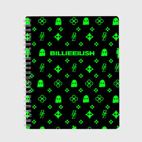 Тетрадь с принтом BILLIE EILISH в городе Новоалтайск, 100% бумага | 48 листов, плотность листов — 60 г/м2, плотность картонной обложки — 250 г/м2. Листы скреплены сбоку удобной пружинной спиралью. Уголки страниц и обложки скругленные. Цвет линий — светло-серый
 | be | billie | billie eilish | билли | билли айлиш