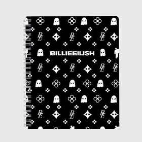 Тетрадь с принтом BILLIE EILISH в городе Новоалтайск, 100% бумага | 48 листов, плотность листов — 60 г/м2, плотность картонной обложки — 250 г/м2. Листы скреплены сбоку удобной пружинной спиралью. Уголки страниц и обложки скругленные. Цвет линий — светло-серый
 | be | billie | billie eilish | билли | билли айлиш