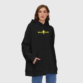 Худи SuperOversize хлопок с принтом BILLIE EILISH в городе Новоалтайск, 70% хлопок, 30% полиэстер, мягкий начес внутри | карман-кенгуру, эластичная резинка на манжетах и по нижней кромке, двухслойный капюшон
 | ayelish | bad guy | bellyache | bilie eilish | bilie elish | billie | billie eilish | eilish | electronic | elish | music | били айлиш | билли айлиш | эйлиш | элиш