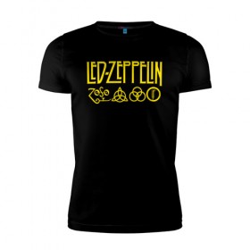Мужская футболка премиум с принтом LED ZEPPELIN в городе Новоалтайск, 92% хлопок, 8% лайкра | приталенный силуэт, круглый вырез ворота, длина до линии бедра, короткий рукав | led zeppelin | джимми пейдж | лед зеппелин