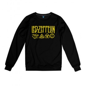 Женский свитшот хлопок с принтом LED ZEPPELIN в городе Новоалтайск, 100% хлопок | прямой крой, круглый вырез, на манжетах и по низу широкая трикотажная резинка  | led zeppelin | джимми пейдж | лед зеппелин