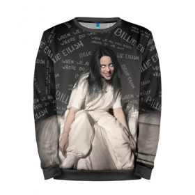 Мужской свитшот 3D с принтом BILLIE EILISH - Where Do We Go в городе Новоалтайск, 100% полиэстер с мягким внутренним слоем | круглый вырез горловины, мягкая резинка на манжетах и поясе, свободная посадка по фигуре | all | asleep | bad | bellyache | billie | blohsh | dont | eilish | eyes | fall | guy | logo | music | ocean | singer | smile | when | айлиш | били | билли | бэрд | лого | музыка | пайрат | певица | символ | эйлиш