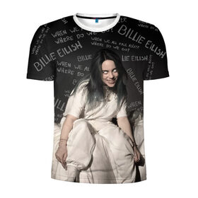 Мужская футболка 3D спортивная с принтом BILLIE EILISH - Where Do We Go в городе Новоалтайск, 100% полиэстер с улучшенными характеристиками | приталенный силуэт, круглая горловина, широкие плечи, сужается к линии бедра | Тематика изображения на принте: all | asleep | bad | bellyache | billie | blohsh | dont | eilish | eyes | fall | guy | logo | music | ocean | singer | smile | when | айлиш | били | билли | бэрд | лого | музыка | пайрат | певица | символ | эйлиш
