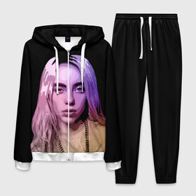 Мужской костюм 3D с принтом BILLIE EILISH в городе Новоалтайск, 100% полиэстер | Манжеты и пояс оформлены тканевой резинкой, двухслойный капюшон со шнурком для регулировки, карманы спереди | all | asleep | bad | bellyache | billie | blohsh | dont | eilish | eyes | fall | guy | logo | music | ocean | singer | smile | when | айлиш | били | билли | бэрд | лого | музыка | пайрат | певица | символ | эйлиш