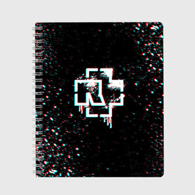 Тетрадь с принтом RAMMSTEIN GLITCH в городе Новоалтайск, 100% бумага | 48 листов, плотность листов — 60 г/м2, плотность картонной обложки — 250 г/м2. Листы скреплены сбоку удобной пружинной спиралью. Уголки страниц и обложки скругленные. Цвет линий — светло-серый
 | rammstein | рамштайн