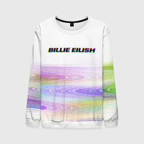 Мужской свитшот 3D с принтом BILLIE EILISH (Glitch) в городе Новоалтайск, 100% полиэстер с мягким внутренним слоем | круглый вырез горловины, мягкая резинка на манжетах и поясе, свободная посадка по фигуре | all | asleep | bad | bellyache | billie | blohsh | dont | eilish | eyes | fall | guy | logo | music | ocean | singer | smile | when | айлиш | били | билли | бэрд | лого | музыка | пайрат | певица | символ | эйлиш