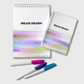 Блокнот с принтом BILLIE EILISH (Glitch) в городе Новоалтайск, 100% бумага | 48 листов, плотность листов — 60 г/м2, плотность картонной обложки — 250 г/м2. Листы скреплены удобной пружинной спиралью. Цвет линий — светло-серый
 | all | asleep | bad | bellyache | billie | blohsh | dont | eilish | eyes | fall | guy | logo | music | ocean | singer | smile | when | айлиш | били | билли | бэрд | лого | музыка | пайрат | певица | символ | эйлиш