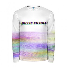 Мужской лонгслив 3D с принтом BILLIE EILISH (Glitch) в городе Новоалтайск, 100% полиэстер | длинные рукава, круглый вырез горловины, полуприлегающий силуэт | all | asleep | bad | bellyache | billie | blohsh | dont | eilish | eyes | fall | guy | logo | music | ocean | singer | smile | when | айлиш | били | билли | бэрд | лого | музыка | пайрат | певица | символ | эйлиш