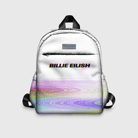 Детский рюкзак 3D с принтом BILLIE EILISH (Glitch) в городе Новоалтайск, 100% полиэстер | лямки с регулируемой длиной, сверху петелька, чтобы рюкзак можно было повесить на вешалку. Основное отделение закрывается на молнию, как и внешний карман. Внутри дополнительный карман. По бокам два дополнительных кармашка | all | asleep | bad | bellyache | billie | blohsh | dont | eilish | eyes | fall | guy | logo | music | ocean | singer | smile | when | айлиш | били | билли | бэрд | лого | музыка | пайрат | певица | символ | эйлиш