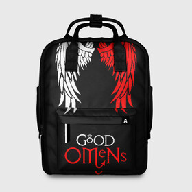 Женский рюкзак 3D с принтом GOOD OMENS в городе Новоалтайск, 100% полиэстер | лямки с регулируемой длиной, сверху ручки, чтобы рюкзак нести как сумку. Основное отделение закрывается на молнию, как и внешний карман. Внутри два дополнительных кармана, один из которых закрывается на молнию. По бокам два дополнительных кармашка, куда поместится маленькая бутылочка
 | Тематика изображения на принте: good omens | благие знамения | терри пратчетт