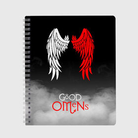 Тетрадь с принтом GOOD OMENS в городе Новоалтайск, 100% бумага | 48 листов, плотность листов — 60 г/м2, плотность картонной обложки — 250 г/м2. Листы скреплены сбоку удобной пружинной спиралью. Уголки страниц и обложки скругленные. Цвет линий — светло-серый
 | Тематика изображения на принте: good omens | благие знамения | терри пратчетт