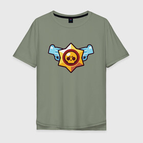 Мужская футболка хлопок Oversize с принтом Brawl Stars в городе Новоалтайск, 100% хлопок | свободный крой, круглый ворот, “спинка” длиннее передней части | brawl | brawl stars | stars | бравл | бравл старс | браво старс | игра | компьютерная | онлайн | старс