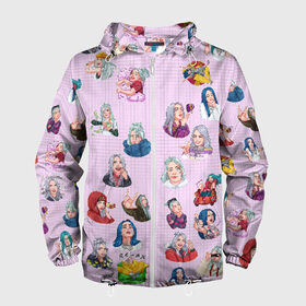 Мужская ветровка 3D с принтом Billie Eilish sticker в городе Новоалтайск, 100% полиэстер | подол и капюшон оформлены резинкой с фиксаторами, два кармана без застежек по бокам, один потайной карман на груди | billie | eilish | айлиш | билли | стикеры