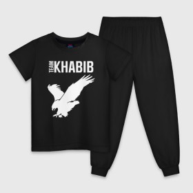 Детская пижама хлопок с принтом Team Khabib в городе Новоалтайск, 100% хлопок |  брюки и футболка прямого кроя, без карманов, на брюках мягкая резинка на поясе и по низу штанин
 | Тематика изображения на принте: 242 | 7 | abudhabi | aka | eagle | eagles | khabib | mma | poirier | sep | september | team | ufc | vs | абу даби | дастин | нурмагомедов | орел | порье | пуарье | сентябрь | хабиб