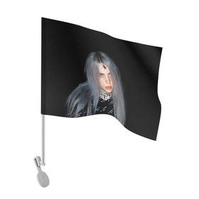 Флаг для автомобиля с принтом BILLIE EILISH с Пауком в городе Новоалтайск, 100% полиэстер | Размер: 30*21 см | all | asleep | bad | bellyache | billie | blohsh | dont | eilish | eyes | fall | ghoul | guy | logo | music | ocean | singer | smile | when | айлиш | били | билли | бэрд | лого | музыка | пайрат | певица | символ | эйлиш