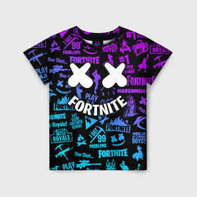 Детская футболка 3D с принтом FORTNITE x MARSHMELLO в городе Новоалтайск, 100% гипоаллергенный полиэфир | прямой крой, круглый вырез горловины, длина до линии бедер, чуть спущенное плечо, ткань немного тянется | fortnite | fortnite 2 | fortnite x маршмелло | ikonik | marshmello | ninja | ninja streamer | иконик | ниндзя | фортнайт | фортнайт 2 | фортнайт глава 2