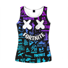 Женская майка 3D с принтом FORTNITE x MARSHMELLO в городе Новоалтайск, 100% полиэстер | круглая горловина, прямой силуэт, длина до линии бедра | fortnite | fortnite 2 | fortnite x маршмелло | ikonik | marshmello | ninja | ninja streamer | иконик | ниндзя | фортнайт | фортнайт 2 | фортнайт глава 2