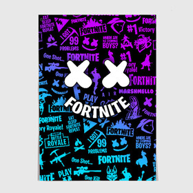 Постер с принтом FORTNITE x MARSHMELLO в городе Новоалтайск, 100% бумага
 | бумага, плотность 150 мг. Матовая, но за счет высокого коэффициента гладкости имеет небольшой блеск и дает на свету блики, но в отличии от глянцевой бумаги не покрыта лаком | fortnite | fortnite 2 | fortnite x маршмелло | ikonik | marshmello | ninja | ninja streamer | иконик | ниндзя | фортнайт | фортнайт 2 | фортнайт глава 2