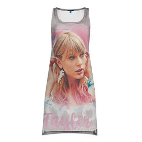 Платье-майка 3D с принтом Taylor Swift в городе Новоалтайск, 100% полиэстер | полуприлегающий силуэт, широкие бретели, круглый вырез горловины, удлиненный подол сзади. | lover | me | new album | reputation | swift | taylor | taylor swift | музыка | новый альбом | свифт | тей | тейлор | тейлор свифт