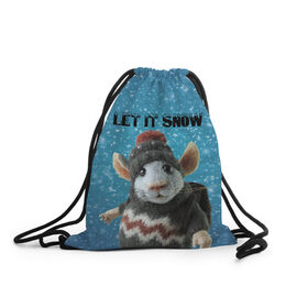 Рюкзак-мешок 3D с принтом LET IT SNOW в городе Новоалтайск, 100% полиэстер | плотность ткани — 200 г/м2, размер — 35 х 45 см; лямки — толстые шнурки, застежка на шнуровке, без карманов и подкладки | let it snow | new year | new year 2020 | год крысы | зима | крыса | крыска | мышонок | мышь | надпись | новый год | новый год 2020 | снег | снежинки