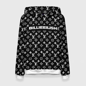 Женская толстовка 3D с принтом BILLIE EILISH в городе Новоалтайск, 100% полиэстер  | двухслойный капюшон со шнурком для регулировки, мягкие манжеты на рукавах и по низу толстовки, спереди карман-кенгуру с мягким внутренним слоем. | be | billie | billie eilish | blohsh | brand | france | logo | louis vuitton | lv | pattern | билли | билли айлиш | бренд | лв | лого | лоуис вуиттон | луи вуиттон | мода | паттерн | фигуры | франция