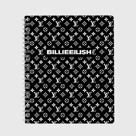 Тетрадь с принтом BILLIE EILISH в городе Новоалтайск, 100% бумага | 48 листов, плотность листов — 60 г/м2, плотность картонной обложки — 250 г/м2. Листы скреплены сбоку удобной пружинной спиралью. Уголки страниц и обложки скругленные. Цвет линий — светло-серый
 | be | billie | billie eilish | blohsh | brand | france | logo | louis vuitton | lv | pattern | билли | билли айлиш | бренд | лв | лого | лоуис вуиттон | луи вуиттон | мода | паттерн | фигуры | франция