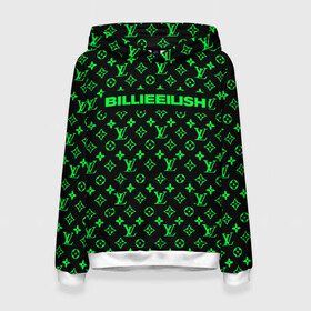 Женская толстовка 3D с принтом BILLIE EILISH в городе Новоалтайск, 100% полиэстер  | двухслойный капюшон со шнурком для регулировки, мягкие манжеты на рукавах и по низу толстовки, спереди карман-кенгуру с мягким внутренним слоем. | be | billie | billie eilish | blohsh | brand | france | logo | louis vuitton | lv | pattern | билли | билли айлиш | бренд | лв | лого | лоуис вуиттон | луи вуиттон | мода | паттерн | фигуры | франция