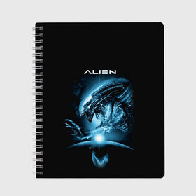 Тетрадь с принтом ALIEN в городе Новоалтайск, 100% бумага | 48 листов, плотность листов — 60 г/м2, плотность картонной обложки — 250 г/м2. Листы скреплены сбоку удобной пружинной спиралью. Уголки страниц и обложки скругленные. Цвет линий — светло-серый
 | Тематика изображения на принте: alien | aliens | art | vs | триллер | ужасы | фантастика | чужой