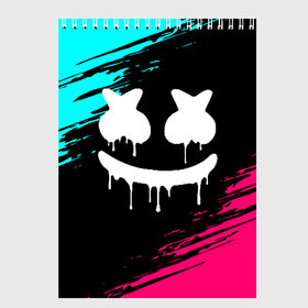 Скетчбук с принтом MARSHMELLO в городе Новоалтайск, 100% бумага
 | 48 листов, плотность листов — 100 г/м2, плотность картонной обложки — 250 г/м2. Листы скреплены сверху удобной пружинной спиралью | america | dj | marshmello | usa | америка | маршмелло